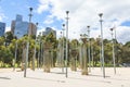 Federation bells installation public art in Birrarung Marr, Melbourne, Australia in 28 November 2019. Royalty Free Stock Photo