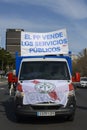 Taxi drivers demonstrate against the Ã¢â¬ÅUberizationÃ¢â¬Â of the service in Madrid, Spain Royalty Free Stock Photo