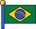 Federative republic of brazil flag flagpole vector