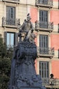 Federic Soler statue - with pigeons Royalty Free Stock Photo