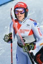 Federica Brignone of Italy reacts after winning the Giant Slalom Royalty Free Stock Photo