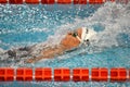 Federica Pellegrini swimmer wins 200mt backstroke final during 7th Trofeo citta di Milano swimming Royalty Free Stock Photo