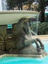 Federico Fellini Park with Fountain of Four horses in Rimini, Italy. Winter walk in the park in Italy