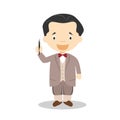 Federico Garcia Lorca cartoon character. Vector Illustration. Kids History Collection