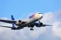 FedEx aircraft arrives in Chicago. Royalty Free Stock Photo