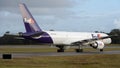 FedEx Boeing 757 Cargo Plane on Runway Royalty Free Stock Photo