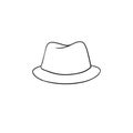 Fedora hat hand drawn sketch icon.