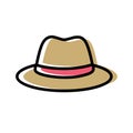Fedora hat illustration, cartoon style cap icon, simple clip art - Vector