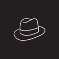 Fedora hat sketch icon.