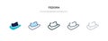 Fedora icon in different style vector illustration. two colored and black fedora vector icons designed in filled, outline, line