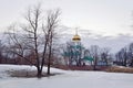 Fedorovskiy Cathedral at a frozen pond in Tsarskoe Selo in the s