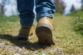 Fee tof man walking in the mountain Royalty Free Stock Photo