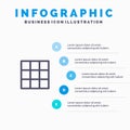 Feed, Gallery, Instagram, Sets Line icon with 5 steps presentation infographics Background