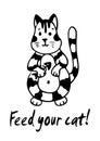 Feed your cat funny cat illustration