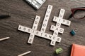 Feedback assistance support guidance words spelled with cubes on wooden table Royalty Free Stock Photo