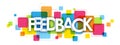 FEEDBACK banner on colorful squares background