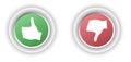 Feedback buttons with hand showing approval or disapproval