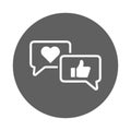 Feedback, comment, love rating icon. Gray vector sketch.