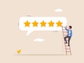 Feedback concept. Customer satisfaction, 5 stars rating, comment or giving product review, best reputation or ranking Royalty Free Stock Photo