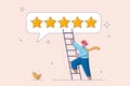 Feedback concept. Customer satisfaction, 5 stars rating, comment or giving product review, best reputation or ranking Royalty Free Stock Photo