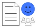 Document Feedback Concept with happy Face and Teamwork Elements Royalty Free Stock Photo
