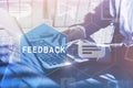 Feedback concept, user comment rating of company online, writing review