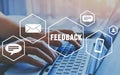 Feedback concept, user comment rating of company online, writing review