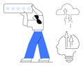 User Feedback and Idea Innovation Concept with Star Ratings and Cloud-Based Data Integration Royalty Free Stock Photo