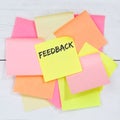 Feedback contact customer service opinion survey review business concept desk note paper