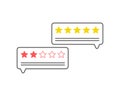 Feedback. Customer review communication symbol, concept of feedback, testimonials, online survey, rating stars, positive