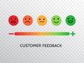 Feedback design with emotions scale background. Rating satisfaction concept. Set of feedback icons in form of emotions for mobile