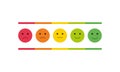 Feedback emoji slider or emoticon level scale for rating emojis happy smile neutral sad angry emotions. five facial expression emo