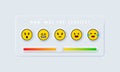 Feedback emoji slider. Reviews or rating scale with emoji representing different emotions. Level of satisfaction rating. Vector