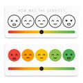 Feedback emoticon flat design icon set. Customer rating satisfaction meter with different emotions. Excellent, good, normal, bad