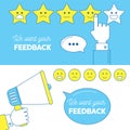 Feedback emoticon scale banners. Royalty Free Stock Photo