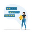 Feedback. Evaluation of customer reviews.Customers evaluating a product, service