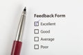 Feedback form checked with excellent