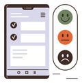 Feedback Form on Smartphone with happy Face Rating Scale for User Evaluation Royalty Free Stock Photo