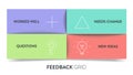 Feedback grid matrix box diagram infographic with icon vector for presentation slide template has worked well, need change,