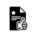 Black solid icon for Feedback, document and service Royalty Free Stock Photo