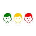 Feedback icon, man head with different mood. Emoticon evaluation icon. Vector