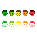 Feedback icon set, man head with different mood. Emoticon evaluation icon. Vector