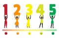 Feedback illustration with people holding rating scale numbers