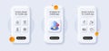 Feedback, International globe and Vacancy line icons pack. For web app. 3d phone mockups. Vector