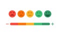 Feedback and level of satisfaction of customer. Survey with emoji on scale. Face icons with different mood. Sad and happy