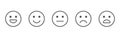 Feedback line art icons set. Review emoji reaction. Survey concept. Satisfaction scale. Business service. Consumer