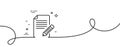 Feedback line icon. Page with pencil sign. Continuous line with curl. Vector