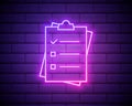 Feedback neon icon. Elements of education set. Simple icon for websites, web design, mobile app, info graphics isolated on brick Royalty Free Stock Photo