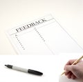 Feedback Paper - (marker and hand with pen included to be pasted Royalty Free Stock Photo