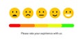 Feedback or quality control. Rating mood with smiles, emoji or smile face. User review of service. Vector icons positive